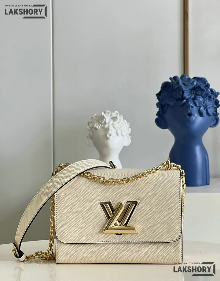 Louis Vuitton 1:1 Mirror Replica Twist MM Epi Leather Quartz White 23CM/9.1IN Louis Vuitton Replica Twist Louis Vuitton 1:1 Mirror Replica Twist MM Epi Leather Quartz White 23CM/9.1IN Louis Vuitton Replica Twist
