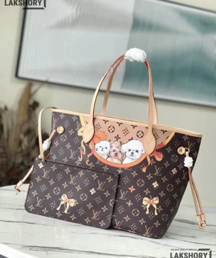 Louis Vuitton 1:1 Mirror Replica Cat MM Neverfull Tote Bag 32CM/12.6IN Louis Vuitton Replica Neverfull