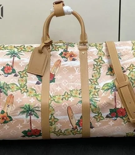 Louis Vuitton 1:1 Mirror Replica Monogram Surfin’ Keepall Bandouliere 50 Sand 50CM/19.7IN Louis Vuitton Replica Keepall