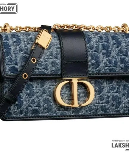 Dior 1:1 Mirror Replica 30 Montaigne Denim  East West Chain Flap Bag 21CM/8.3IN Christian Dior Replica 30 Montaigne