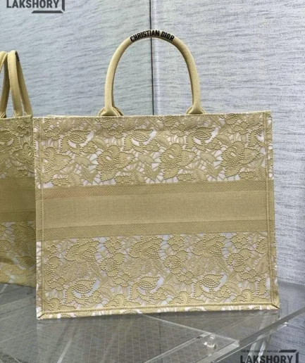 Dior 1:1 Mirror Replica Transparent Metallic Book Tote Mesh Macrame Gold Christian Dior Replica Book Totes