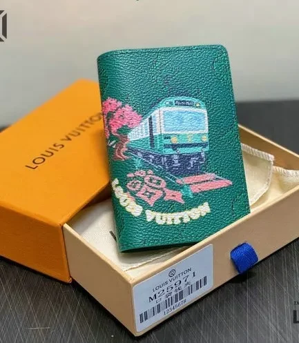 Louis Vuitton 1:1 Mirror Replica Pocket Organizer Japan Inspired Green 7.5CM/3IN Louis Vuitton Replica Wallets