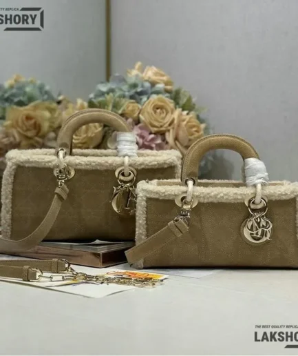 Dior 1:1 Mirror Replica Camel CD Lady D-Joy 26 Fur Gold Christian Dior Replica Lady