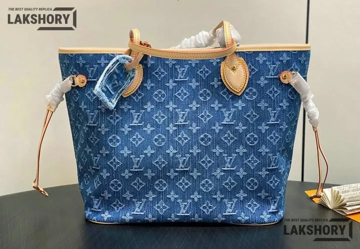 Louis Vuitton 1:1 Mirror Replica Neverfull MM Monogram Denim 31CM/12.2IN Louis Vuitton Replica Neverfull Louis Vuitton 1:1 Mirror Replica Neverfull MM Monogram Denim 31CM/12.2IN Louis Vuitton Replica Neverfull