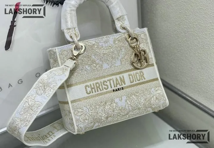 Dior 1:1 Mirror Replica Lady D-Lite Jardin d’Hiver White 24CM/9.4IN Christian Dior Replica Lady Dior 1:1 Mirror Replica Lady D-Lite Jardin d’Hiver White 24CM/9.4IN Christian Dior Replica Lady
