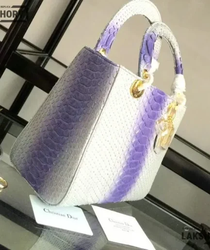 Dior 1:1 Mirror Replica Bicolor Medium Python Lady Dior 24CM/9.4IN Christian Dior Replica Lady