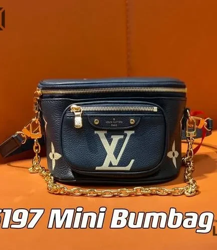 Louis Vuitton 1:1 Mirror Replica Empreinte Giant Mini By The Pool Bumbag Blue 17CM/6.7IN Louis Vuitton Replica Bumbag