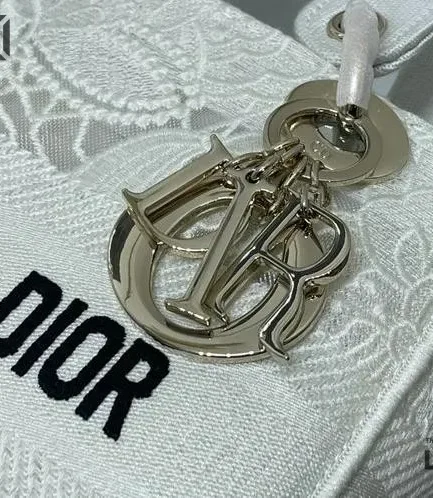Dior 1:1 Mirror Replica Lady Dior Medium Macrame Embroidery White Christian Dior Replica Lady