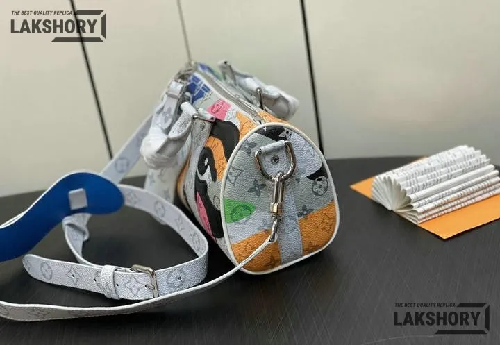 Louis Vuitton 1:1 Mirror Replica Keepall Bandoulire 25 Monogram Eclipse Multicolor 25CM/9.8IN Louis Vuitton Replica Keepall Louis Vuitton 1:1 Mirror Replica Keepall Bandoulire 25 Monogram Eclipse Multicolor 25CM/9.8IN Louis Vuitton Replica Keepall