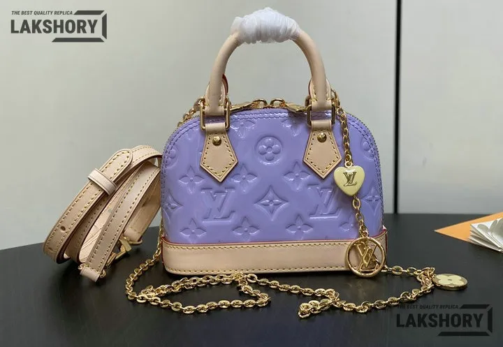 Louis Vuitton 1:1 Mirror Replica Vernis Nano Alma Glossy Lilac 18CM/7.1IN Louis Vuitton Replica Alma Louis Vuitton 1:1 Mirror Replica Vernis Nano Alma Glossy Lilac 18CM/7.1IN Louis Vuitton Replica Alma