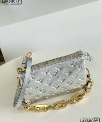 Louis Vuitton 1:1 Mirror Replica Coussin BB Chain Golden Metal Silver 21CM/8.3IN Louis Vuitton Replica Coussin