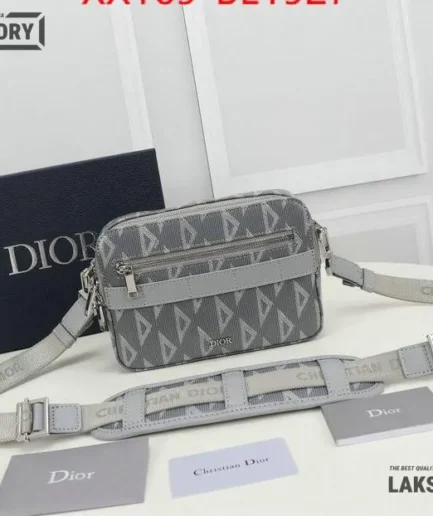Dior 1:1 Mirror Replica Grey CD Diamond Safari Crossbody Pouch Christian Dior Other Styles