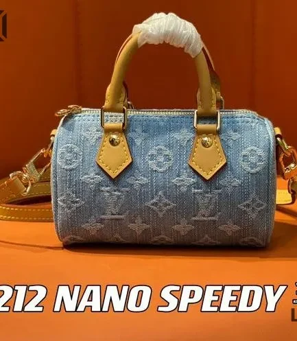Louis Vuitton 1:1 Mirror Replica Nano Speedy Monogram Denim Sky Blue 16CM/6.3IN Louis Vuitton Replica Speedy