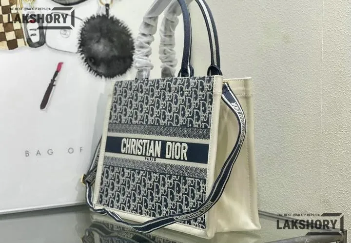 Dior 1:1 Mirror Replica Blue Oblique Chambray Embroidery & Latte Book Tote Christian Dior Replica Book Totes Dior 1:1 Mirror Replica Blue Oblique Chambray Embroidery & Latte Book Tote Christian Dior Replica Book Totes