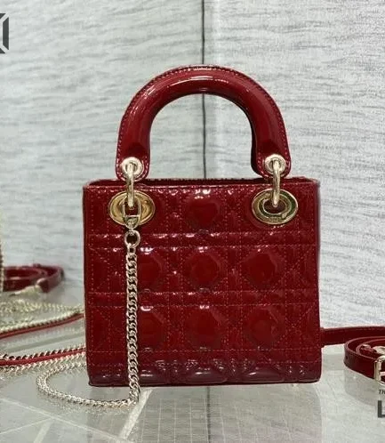 Dior 1:1 Mirror Replica Patent Cannage Lady Dior Top Handle Bag Christian Dior Replica Lady