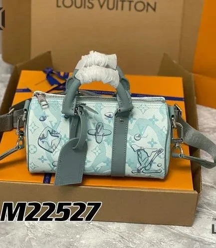 Louis Vuitton 1:1 Mirror Replica Aquagarden Keepall Bandouliere 25 Crystal Blue 25CM/9.8IN Louis Vuitton Replica Keepall