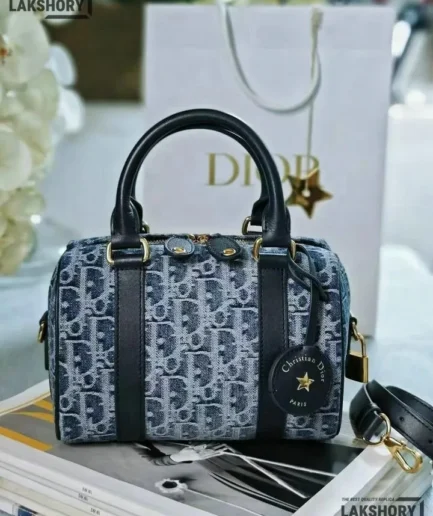 Dior 1:1 Mirror Replica Blue Denim Groove 20 Bag 20CM/7.9IN Christian Dior Other Styles