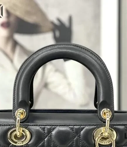 Dior 1:1 Mirror Replica Black MediumSheepskin  Lady Dior 24CM/9.4IN Christian Dior Replica Lady