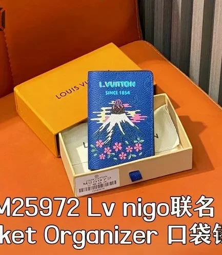 Louis Vuitton 1:1 Mirror Replica Pocket Organizer Monogram Japan Inspired Blue 7.5CM/3IN Louis Vuitton Replica Wallets