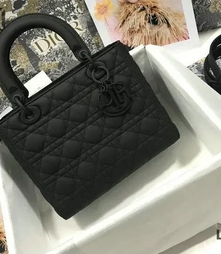 Dior 1:1 Mirror Replica Black Ultra Matte My ABCDior Lady Dior 24CM/9.4IN Christian Dior Replica Lady