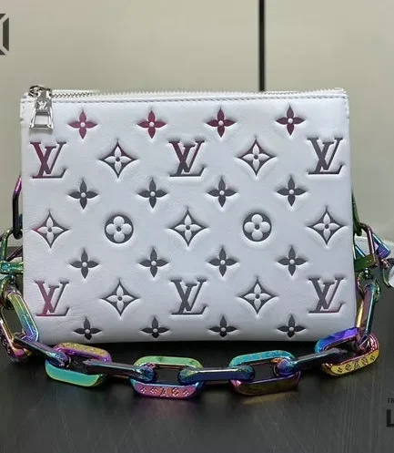 Louis Vuitton 1:1 Mirror Replica Lambskin Embossed Monogram Coussin BB Gray 21CM/8.3IN Louis Vuitton Replica Coussin