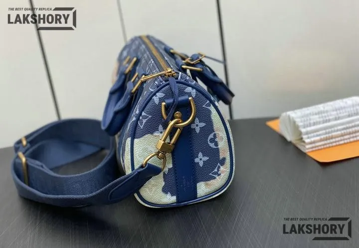 Louis Vuitton 1:1 Mirror Replica Monogram Bleach Keepall Bandouliere 25 Ink Blue 25CM/9.8IN Louis Vuitton Replica Keepall Louis Vuitton 1:1 Mirror Replica Monogram Bleach Keepall Bandouliere 25 Ink Blue 25CM/9.8IN Louis Vuitton Replica Keepall