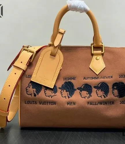 Louis Vuitton 1:1 Mirror Replica Pharrell x Nigo Speedy Bag 25 Brown 25CM/9.8IN Louis Vuitton Replica Speedy