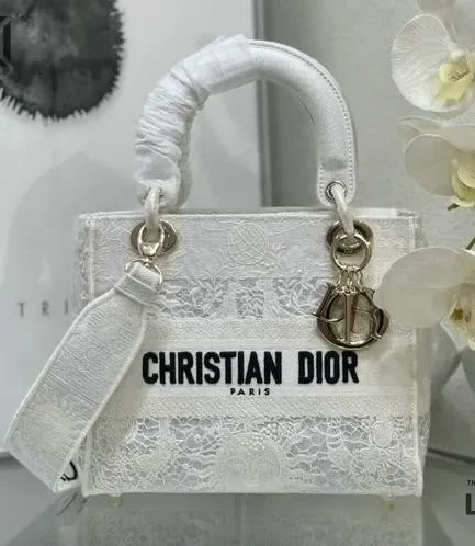 Dior 1:1 Mirror Replica Medium Lady D-Lite Chardons Macramé 24CM/9.4IN Christian Dior Replica Lady