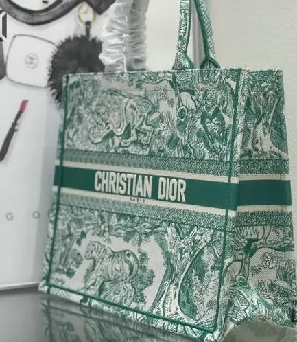 Dior 1:1 Mirror Replica Dioriviera Toile De Jouy Book Tote Green Christian Dior Replica Book Totes