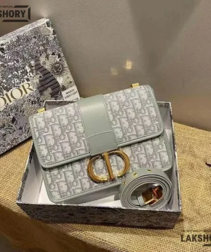 Dior 1:1 Mirror Replica Oblique Grey 30 Montaigne Flap 22CM/8.7IN Christian Dior Replica 30 Montaigne