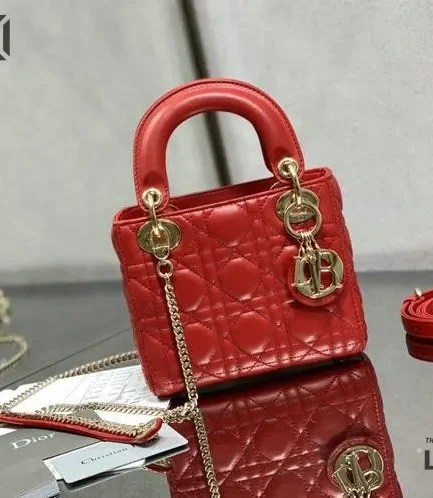 Dior 1:1 Mirror Replica Cannage Sheepskin Mini Lady Dior Tote 17CM/6.7IN Christian Dior Replica Lady