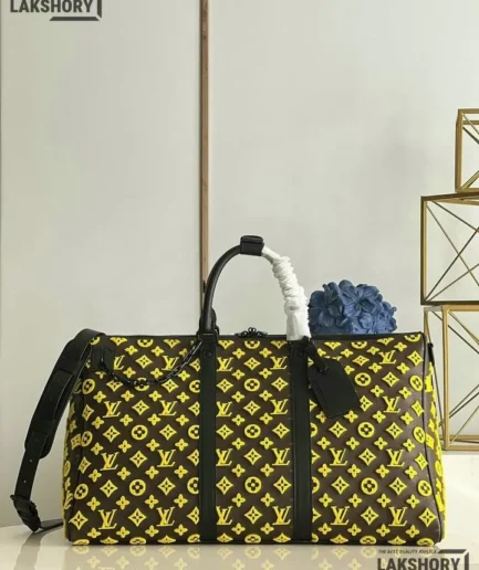 Louis Vuitton 1:1 Mirror Replica Keepall Bandoulière 50 Tuffetage Triangle Monogram 50CM/20IN Louis Vuitton Replica Keepall