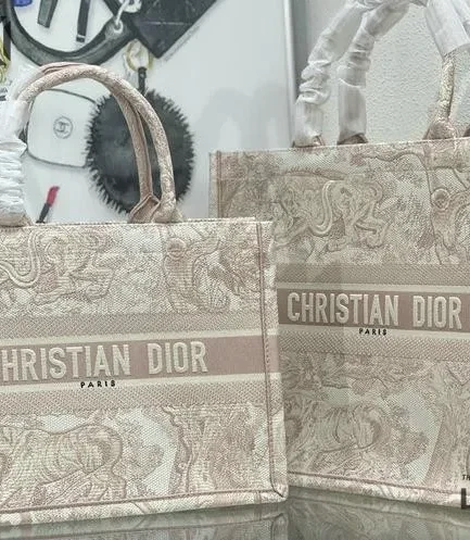 Dior 1:1 Mirror Replica Embroidered Dioriviera Toile De Jouy Book Tote Rose Christian Dior Replica Book Totes