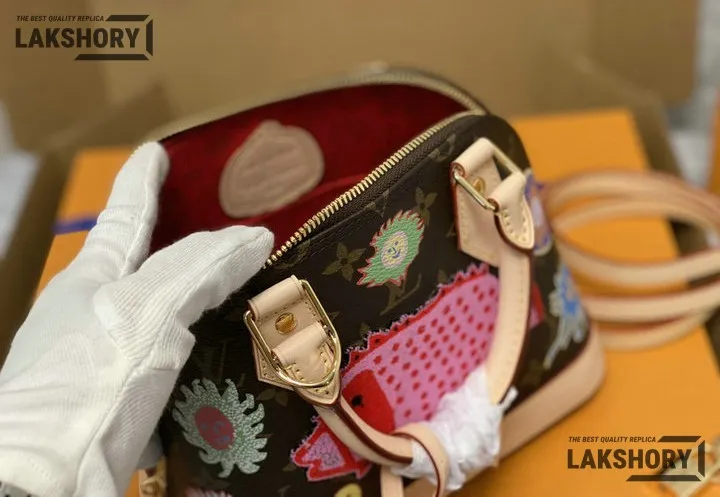 Louis Vuitton 1:1 Mirror Replica Monogram LV x YK Alma BB Bag 23.5CM/9.3IN Louis Vuitton Replica Alma Louis Vuitton 1:1 Mirror Replica Monogram LV x YK Alma BB Bag 23.5CM/9.3IN Louis Vuitton Replica Alma