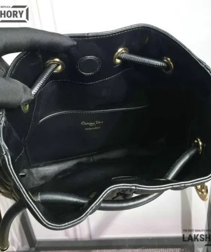 Dior 1:1 Mirror Replica Lambskin Nolita Black Macrocannage 27CM/10.6IN Christian Dior Other Styles