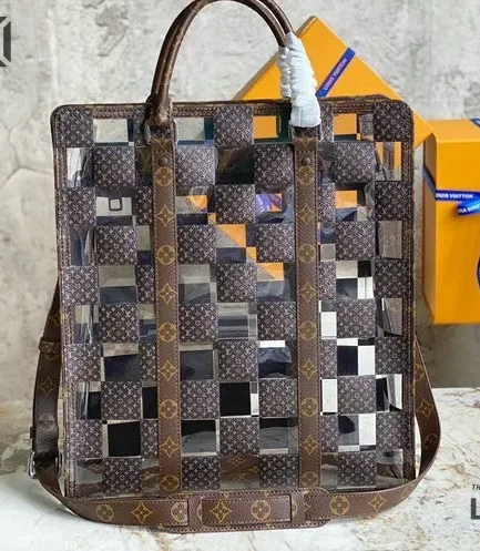 Louis Vuitton 1:1 Mirror Replica PVC Monogram Chess Sac Plat 40CM/15.7IN Replica Tote Bags