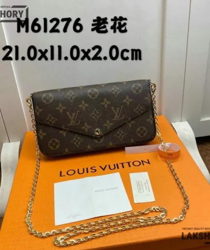 Louis Vuitton 1:1 Mirror Replica Monogram Pochette Felicie Chain Wallet 21CM/8.3IN Louis Vuitton Replica Pochette Accessories