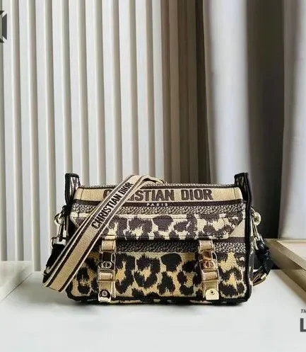 Dior 1:1 Mirror Replica Mizza Embroidered Diorcamp Leopard Small Bag 23CM/9.1IN Christian Dior Other Styles