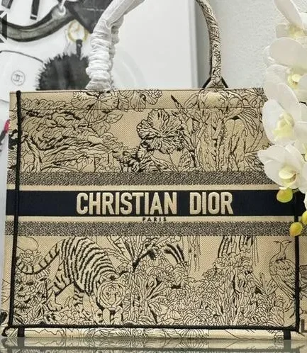 Dior 1:1 Mirror Replica Canvas Toile De Jouy Dioriviera Book Tote Black Christian Dior Replica Book Totes