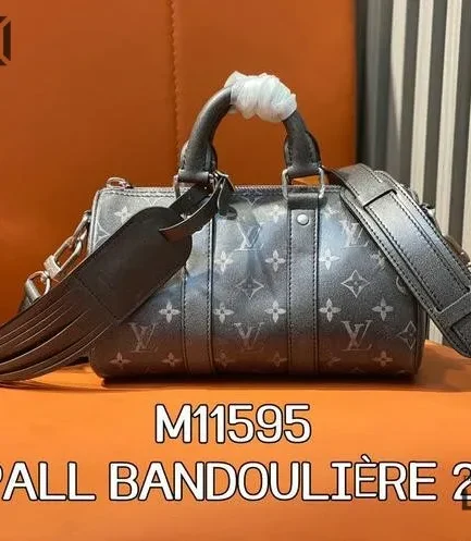 Louis Vuitton 1:1 Mirror Replica Keepall Bandoulire 25 Monogram Black 25CM/9.8IN Louis Vuitton Replica Keepall