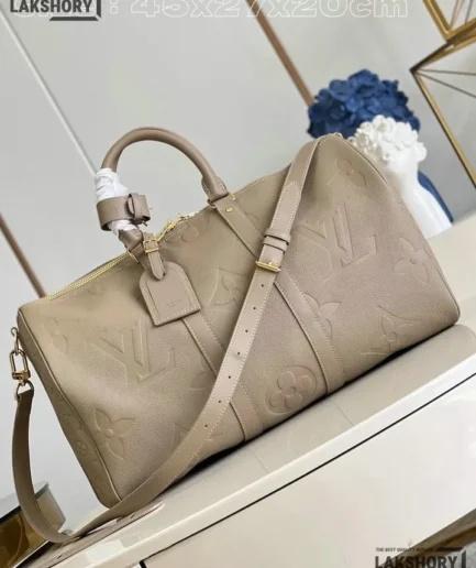 Louis Vuitton 1:1 Mirror Replica Empreinte Giant Keepall Bandouliere 45 Tourterelle 45CM/17.7IN Louis Vuitton Replica Keepall