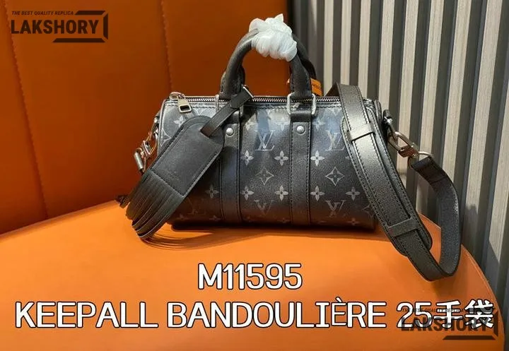 Louis Vuitton 1:1 Mirror Replica Keepall Bandoulire 25 Monogram Black 25CM/9.8IN Louis Vuitton Replica Keepall Louis Vuitton 1:1 Mirror Replica Keepall Bandoulire 25 Monogram Black 25CM/9.8IN Louis Vuitton Replica Keepall