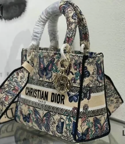 Dior 1:1 Mirror Replica Mint Lady D-Lite Butterfly Multicolour 24CM/9.4IN Christian Dior Replica Lady