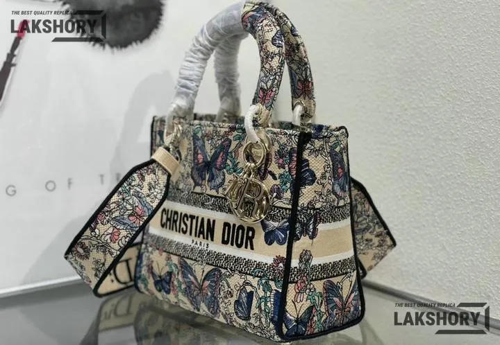 Dior 1:1 Mirror Replica Mint Lady D-Lite Butterfly Multicolour 24CM/9.4IN Christian Dior Replica Lady Dior 1:1 Mirror Replica Mint Lady D-Lite Butterfly Multicolour 24CM/9.4IN Christian Dior Replica Lady