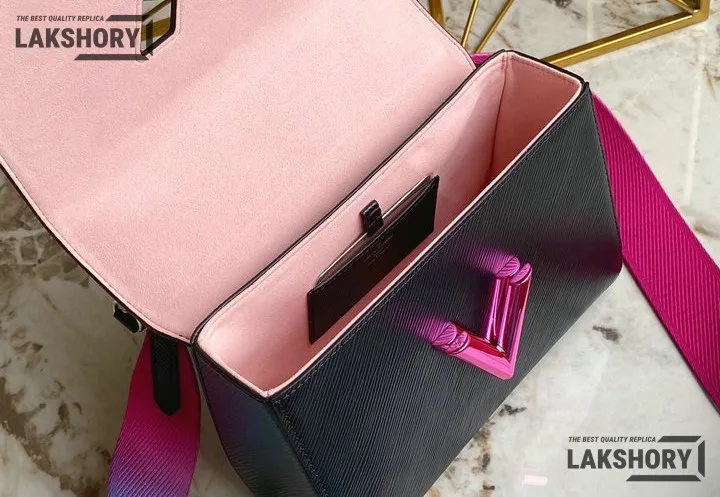 Louis Vuitton 1:1 Mirror Replica Twist MM Epi Grained Leather Black/Pink/Blue Gradient 23CM/9.1IN Louis Vuitton Replica Twist Louis Vuitton 1:1 Mirror Replica Twist MM Epi Grained Leather Black/Pink/Blue Gradient 23CM/9.1IN Louis Vuitton Replica Twist