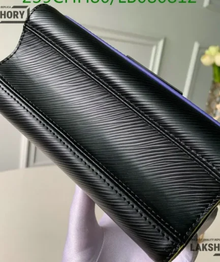 Louis Vuitton 1:1 Mirror Replica Epi Twist Shoulder Bag MM Black Orange 18CM/7.1IN Louis Vuitton Replica Twist