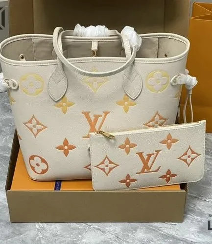 Louis Vuitton 1:1 Mirror Replica Neutral Degrade Neverfull MM Empreinte Monogram 31CM/12.2IN Louis Vuitton Replica Neverfull