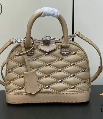 Louis Vuitton 1:1 Mirror Replica Lambskin Quilted Studded Alma BB 23.5CM/9.3IN Louis Vuitton Replica Alma
