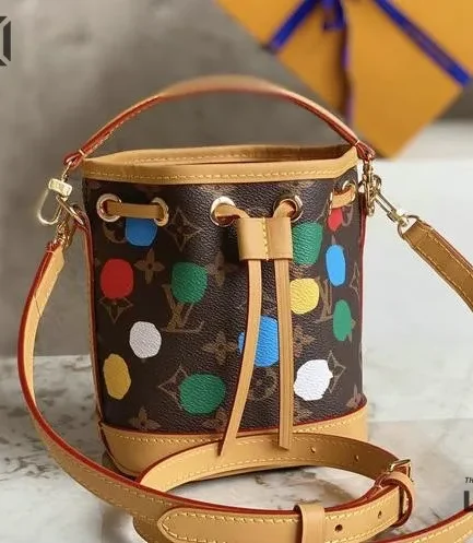 Louis Vuitton 1:1 Mirror Replica LV X YK Monogram Dots Nano Noe Multicolor 16CM/6.3IN Louis Vuitton Replica Neo
