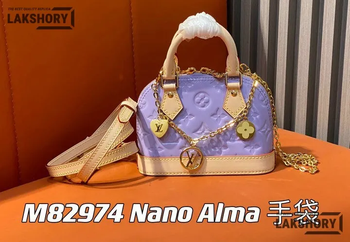 Louis Vuitton 1:1 Mirror Replica Vernis Nano Alma Glossy Lilac 18CM/7.1IN Louis Vuitton Replica Alma Louis Vuitton 1:1 Mirror Replica Vernis Nano Alma Glossy Lilac 18CM/7.1IN Louis Vuitton Replica Alma
